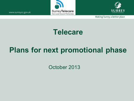 Telecare Plans for next promotional phase October 2013.