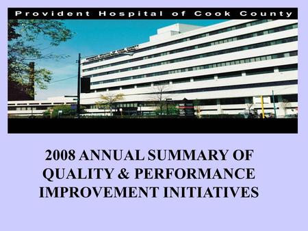 2008 ANNUAL SUMMARY OF QUALITY & PERFORMANCE IMPROVEMENT INITIATIVES.