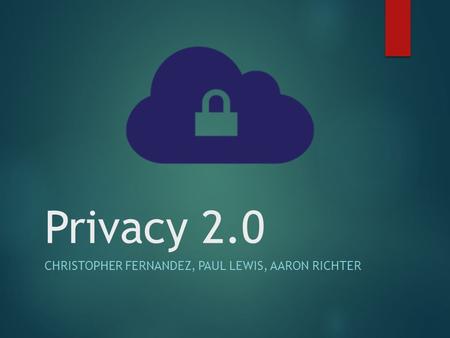Privacy 2.0 CHRISTOPHER FERNANDEZ, PAUL LEWIS, AARON RICHTER.