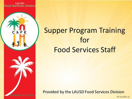Supper Program Training for Food Services Staff