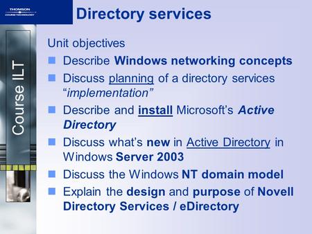 Directory services Unit objectives