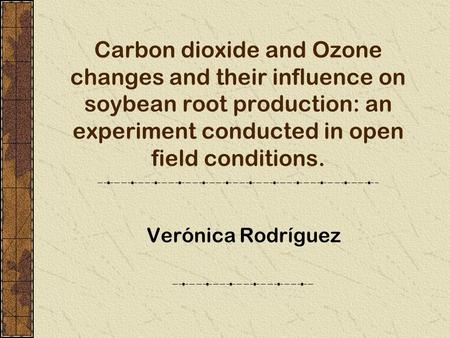 Carbon dioxide and Ozone changes and their influence on soybean root production: an experiment conducted in open field conditions. Verónica Rodríguez.
