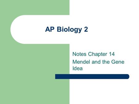 Notes Chapter 14 Mendel and the Gene Idea