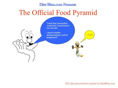 The Official Food Pyramid “I wish that I knew what foods that I should eat on my new diet. I want a healthy diet that delivers QUICK weight loss!” This.