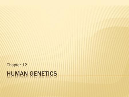 Chapter 12.  Humans have 46 chromosomes  44 are autosomes  22 pairs of homologous chromosomes  2 are sex chromosomes: X and Y  Females have two X.