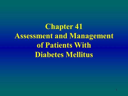 Diabetes Mellitus Definition