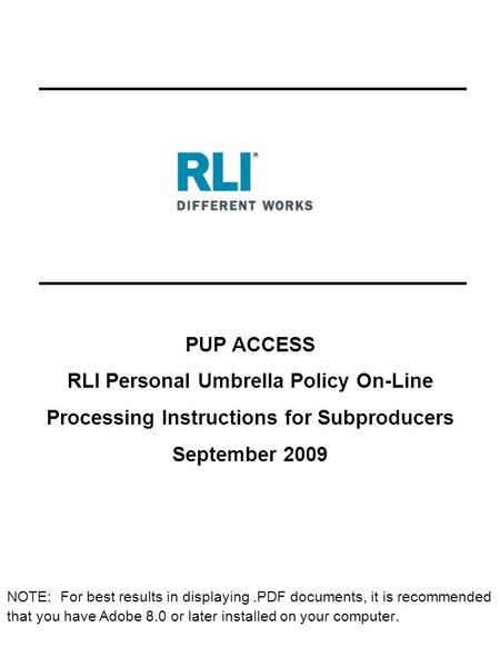 RLI Personal Umbrella Policy On-Line