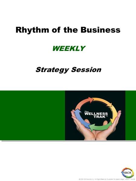 Rhythm of the Business WEEKLY Strategy Session © 2005 IDS Solutions Inc. All Rights Reserved Duplication for resale is illegal Version1.1 Nov06 BACK.