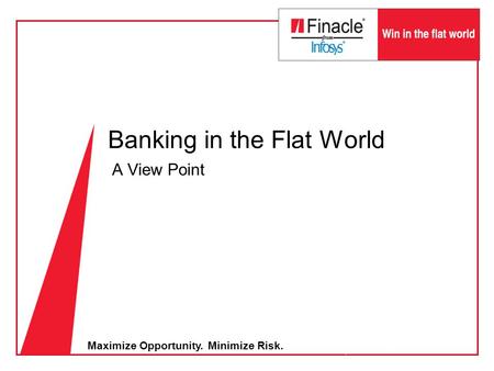 Maximize Opportunity. Minimize Risk. Banking in the Flat World A View Point.