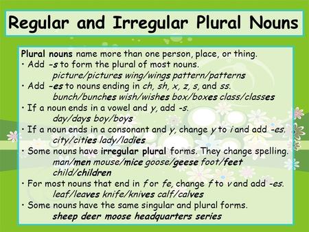 Regular and Irregular Plural Nouns