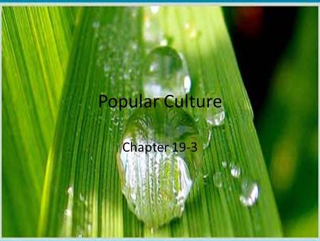Popular Culture Chapter 19-3. New Era of the Mass Media Compared with other mass media-means of communication that reached large audiences-television.