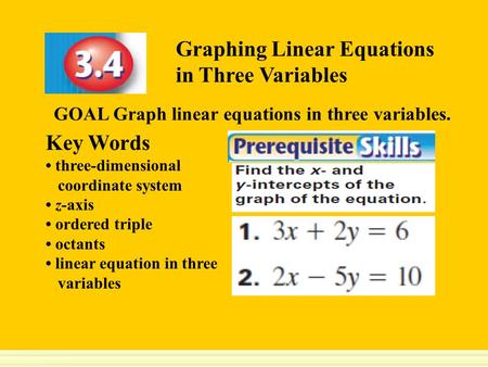 Graphing Linear Equations in Three Variables