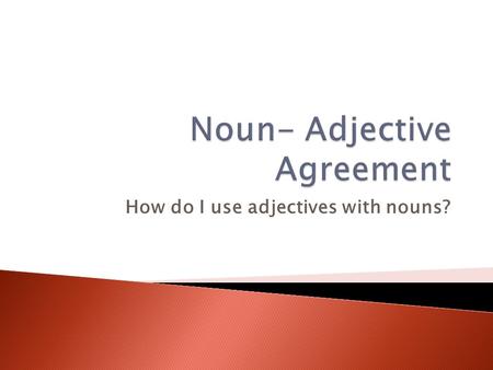 Noun- Adjective Agreement