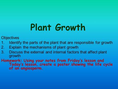 Plant Growth Objectives