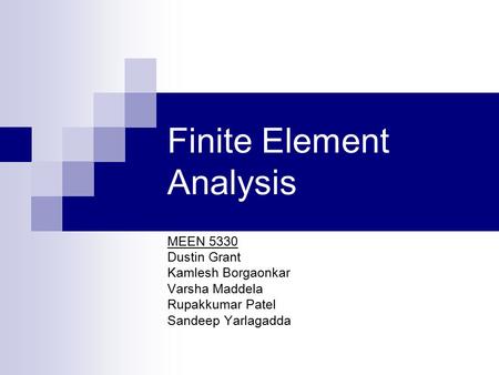 Finite Element Analysis