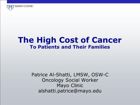 The High Cost of Cancer To Patients and Their Families
