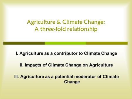 Agriculture & Climate Change: A three-fold relationship