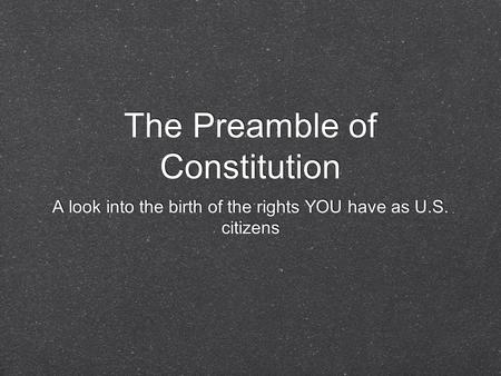 The Preamble of Constitution