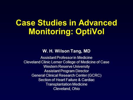 Case Studies in Advanced Monitoring: OptiVol