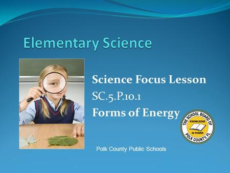 Science Focus Lesson SC.5.P.10.1 Forms of Energy