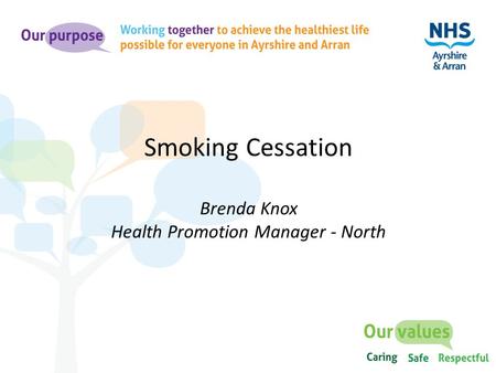 Smoking Cessation Brenda Knox Health Promotion Manager - North.