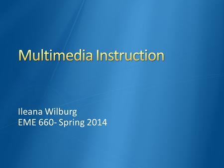 Multimedia Instruction