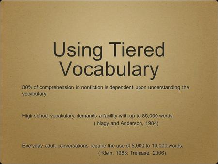Using Tiered Vocabulary