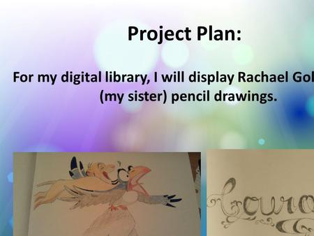 Project Plan: For my digital library, I will display Rachael Goldstein’s (my sister) pencil drawings.