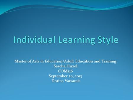 Individual Learning Style