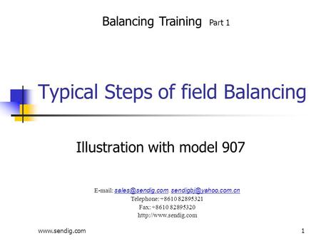 Typical Steps of field Balancing Illustration with model 907