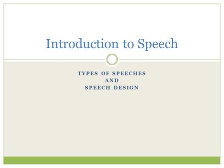 Introduction to Speech