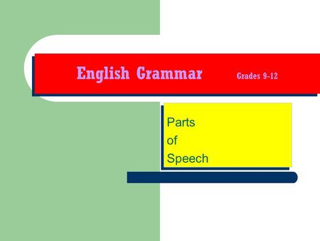 8 parts of speech with meaning and examples ppt