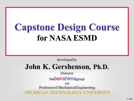 Capstone Design Course for NASA ESMD