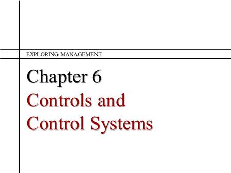 Controls and Control Systems