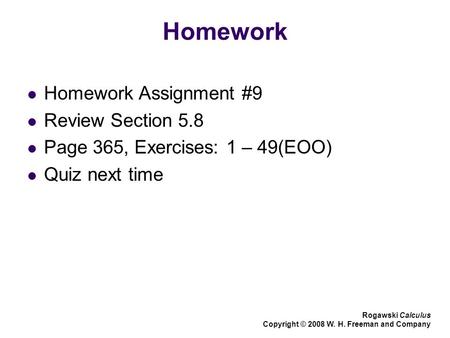 Homework Homework Assignment #9 Review Section 5.8