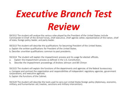 Executive Branch Test Review