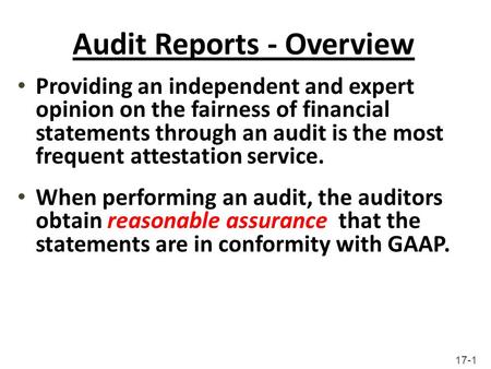 Audit Reports - Overview