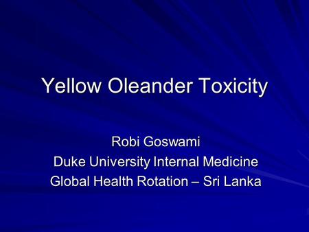 Yellow Oleander Toxicity