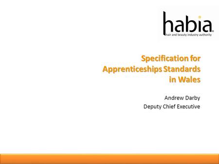 Specification for Apprenticeships Standards in Wales Andrew Darby Deputy Chief Executive.