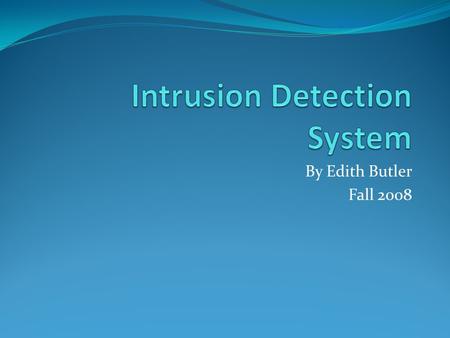 By Edith Butler Fall 2008. Our Security Ways we protect our valuables: Locks Security Alarm Video Surveillance, etc.