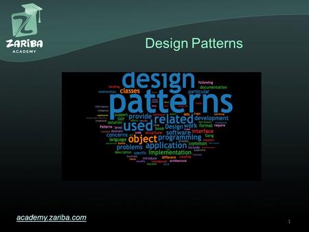 Design Patterns academy.zariba.com 1. Lecture Content 1.What are Design Patterns? 2.Creational 3.Structural 4.Behavioral 5.Architectural 6.Design Patterns.