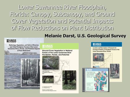 Lower Suwannee River Floodplain, Florida: Canopy, Subcanopy, and Ground Cover Vegetation and Potential Impacts of Flow Reductions on Plant Distribution.