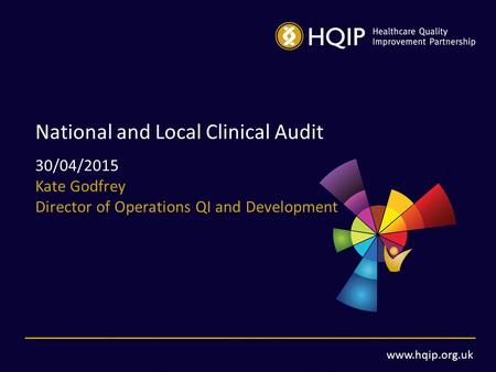 Www.hqip.org.uk National and Local Clinical Audit 30/04/2015 Kate Godfrey Director of Operations QI and Development.