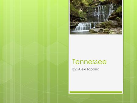 Tennessee By: Alexi Taparra. Introduction  This state is in the southeast region.  It was made in June 1,1796  Capital: Nashville  Largest city: Memphis.