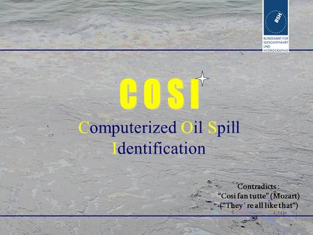 June 2003 Gerhard Dahlmann Computerized Oil Spill Identification Contradicts : “Cosi fan tutte” (Mozart) (“They`re all like that“)