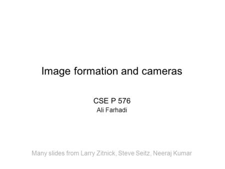 Image formation and cameras