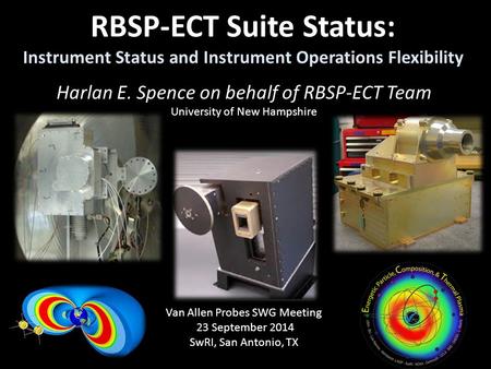 RBSP-ECT Suite Status: Instrument Status and Instrument Operations Flexibility Harlan E. Spence on behalf of RBSP-ECT Team University of New Hampshire.
