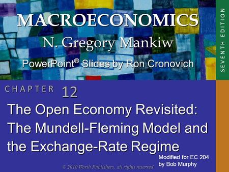 MACROECONOMICS © 2010 Worth Publishers, all rights reserved S E V E N T H E D I T I O N PowerPoint ® Slides by Ron Cronovich N. Gregory Mankiw C H A P.