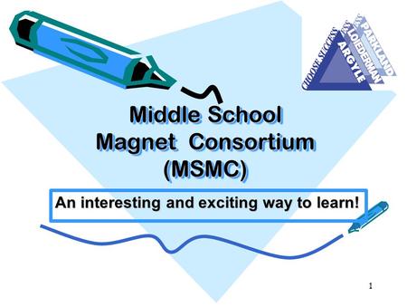 Middle School Magnet Consortium (MSMC) An interesting and exciting way to learn! 1.