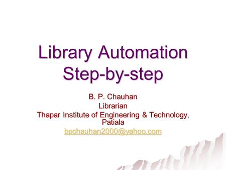 Library Automation Step-by-step